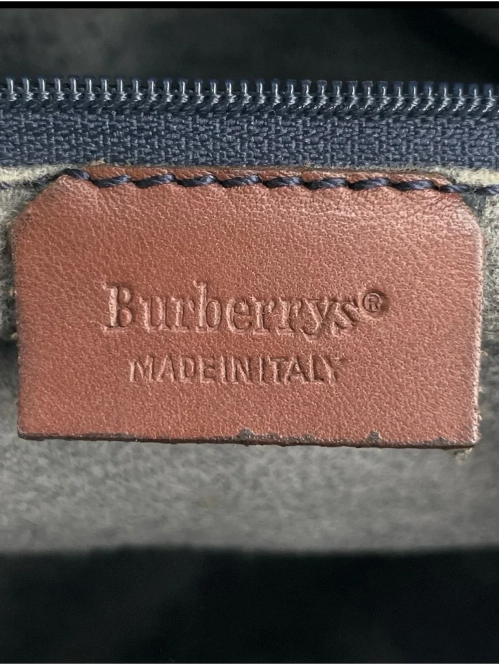 Burberry Navy and Brown Leather Trim Messenger Bag - Picture 10 of 10